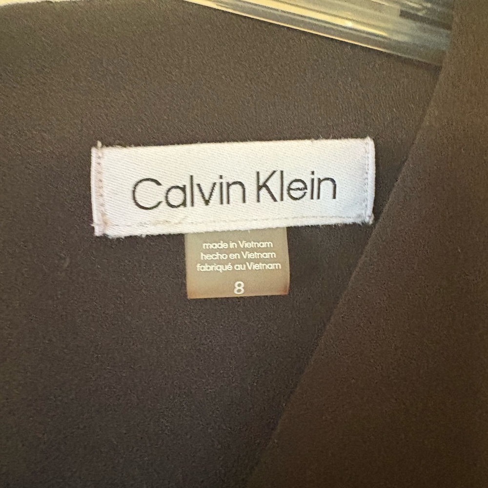 Calvin Klein Black Sheath Dress V Neck Short Sleeve Workwear Midi Career - Picture 4 of 6